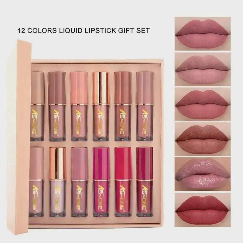 12-Color Liquid Lipstick Gift Set – Matte Pearlescent Finish, Non-Fading, Long-Lasting, Moisturizing for Full Lip Color, Everyday Lip Makeup & All-Day Wear - Perfect Beauty Gift for Women, Lip Cosmetics & Makeup Sets tiktokshopbacktoschool
