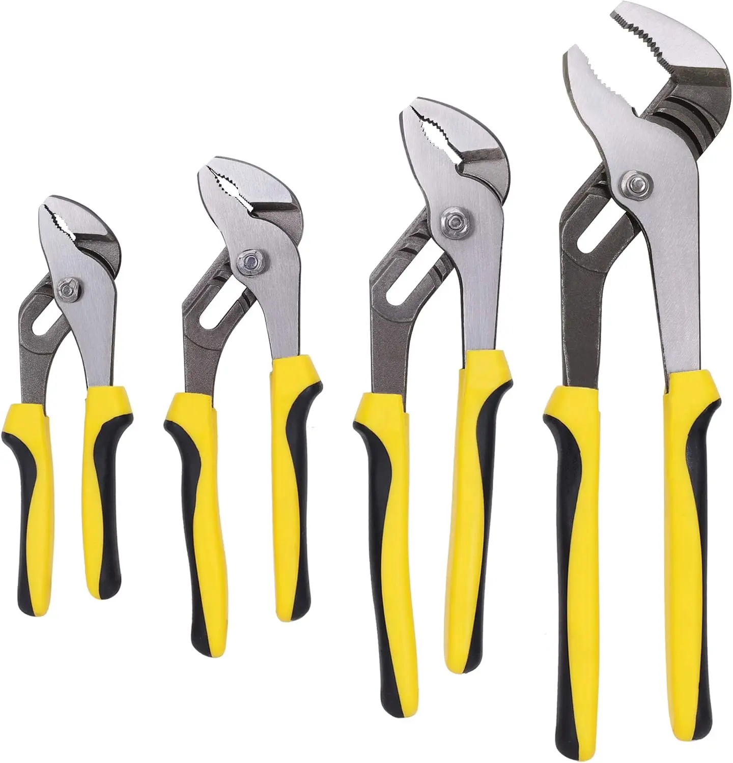 4- Groove Joint Pliers Set with Bi-Material Handles, Tongue and Groove Pliers Set Included 12-in, 10-in, 8-in and 6-in,  for Plumbing Repair and Basic  Maintenance