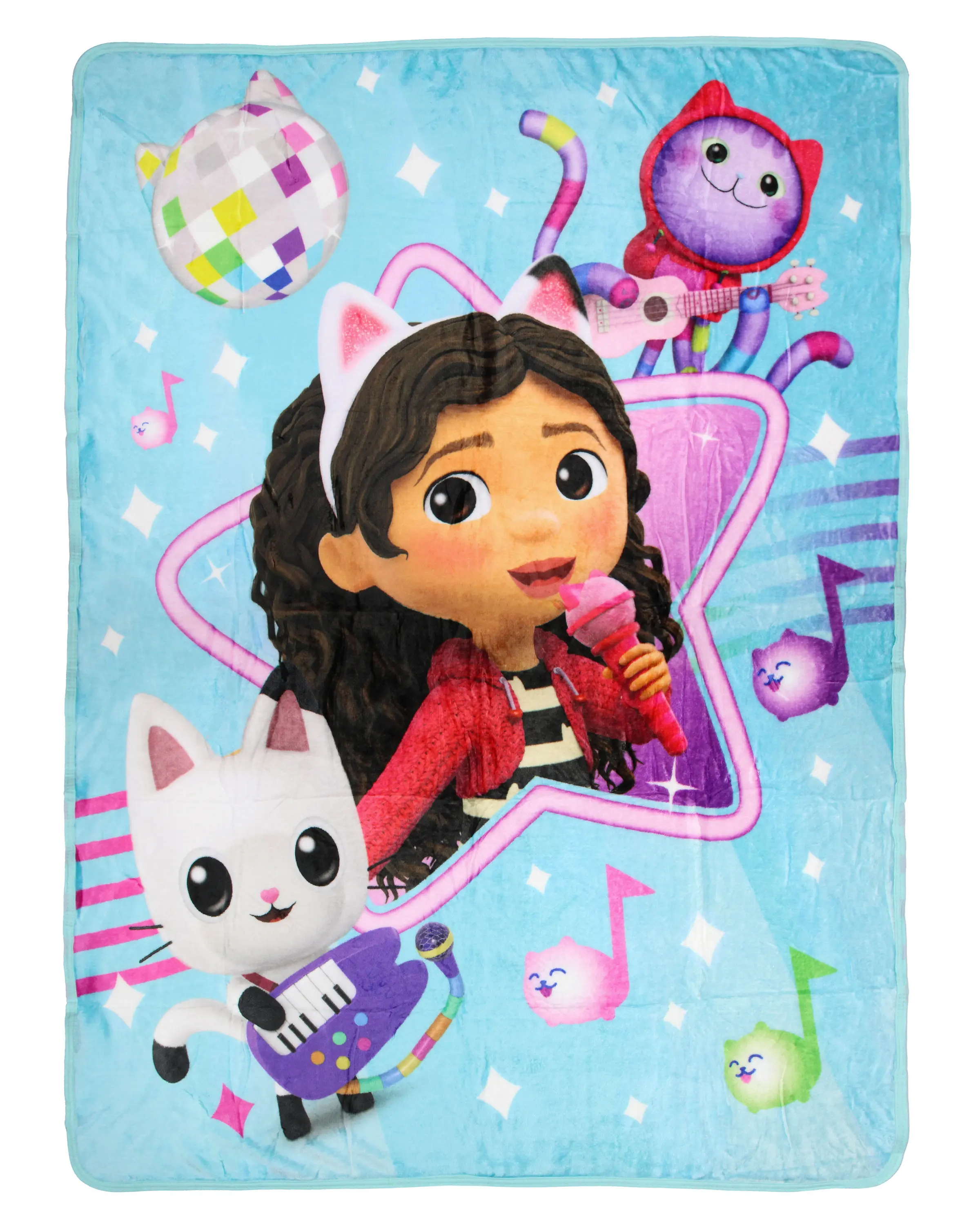 Gabby's Dollhouse Gabby Cats Concert DJ Catnip Pandy Paws Soft Fleece Throw Blanket, 46"x60" Size, Cute Animal Home Decor Lap Blanket for Bed Couch, Ideal for Birthdays