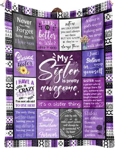 Sister Gifts Blanket, Sister Gifts from Sister, Happy Birthday Gifts for Sister, Soft Comfortable Flannel Sister Gifts for My Dear Sister on Mother's Day - Sister Throw Blanket