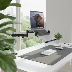 Mount-It! Laptop Pole Mount – Adjustable Laptop Arm for 15.6" Screens | Laptop Arm for Pole with 360° Rotation & 180° Swivel – Ergonomic Desk Setup, Work From Home Essential