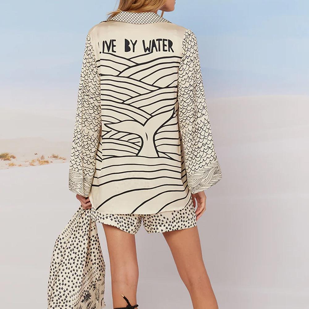 LikeMyChoice Summer Boho Nautical Print Satin Set V-Neck Tassel Long Sleeve Tracksuits Set & High Waist Shorts Coastal Chic Beach vacation outfit Cover-up Two-Piece Lounge Set for Women Lightweight Matching Suit LikeMyChoice Summer Boho Nautical Print Satin Set V-Neck Tassel Long Sleeve Tracksuits Set & High Waist Shorts Coastal Chic Beach vacation outfit Cover-up Two-Piece Lounge Set for Women Lightweight Matching Suit