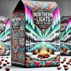 Gold Rush Fever Small Batch Specialty Northern Lights Flavor Coffee Beans - Medium Blend, Dairy-Free, Gluten-Free - For Adults, 12 Months Shelf Life