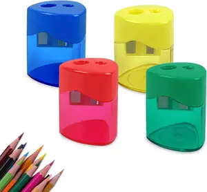 4-Pack Pencil Sharpener, Smooth-Rotation Dual Holes & Easy-Clean Base, Compact Dual-Function Sharpener for Colored/Graphite Pencils, Backpack Essentials