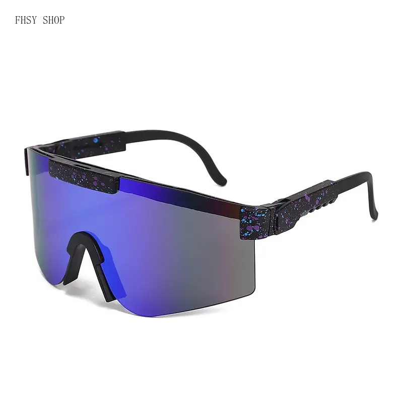 FHSY SHOP Starry Speckled Frame Shield Sports Sunglasses - UV400 Protection, Windproof Purple Blue Mirror Lens, Lightweight, UV-Based, Athletic, Sporty, for Men, Women, Cycling, Driving, Outdoor Activities, Sunglasses For Women, Athletic Men's Sunglasses