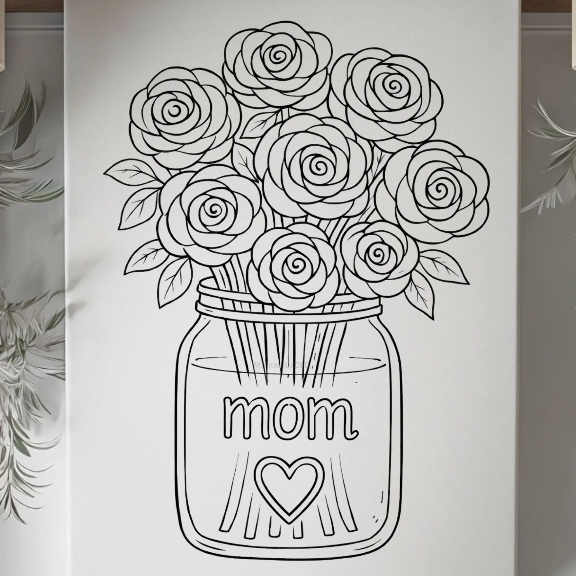DTF Transfer Outline - Press & Paint Outline, Color your own DTF Print - Mother's Day -Coloring Activity - Sip and Paint  Party