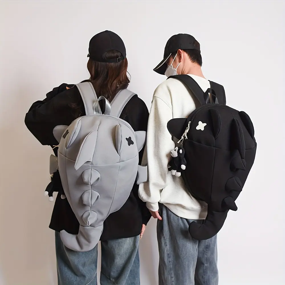 Creative Personality Backpack for Men and Women, Trendy Shark, Funny, Cute, Student, Ins, Korean Version, Travel, Motorcycle, Casual Backpack Daily Use, Playful, Teen Boy Gift