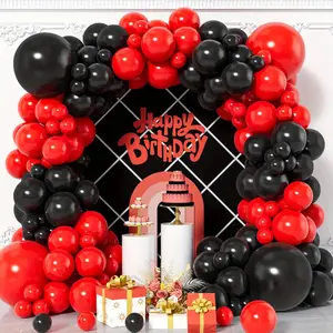 130pcs Red Black Latex Balloons Garland Arch Kit for Wedding Birthday Anniversary Indoor Party Background Graduation Season Decoration Supplies