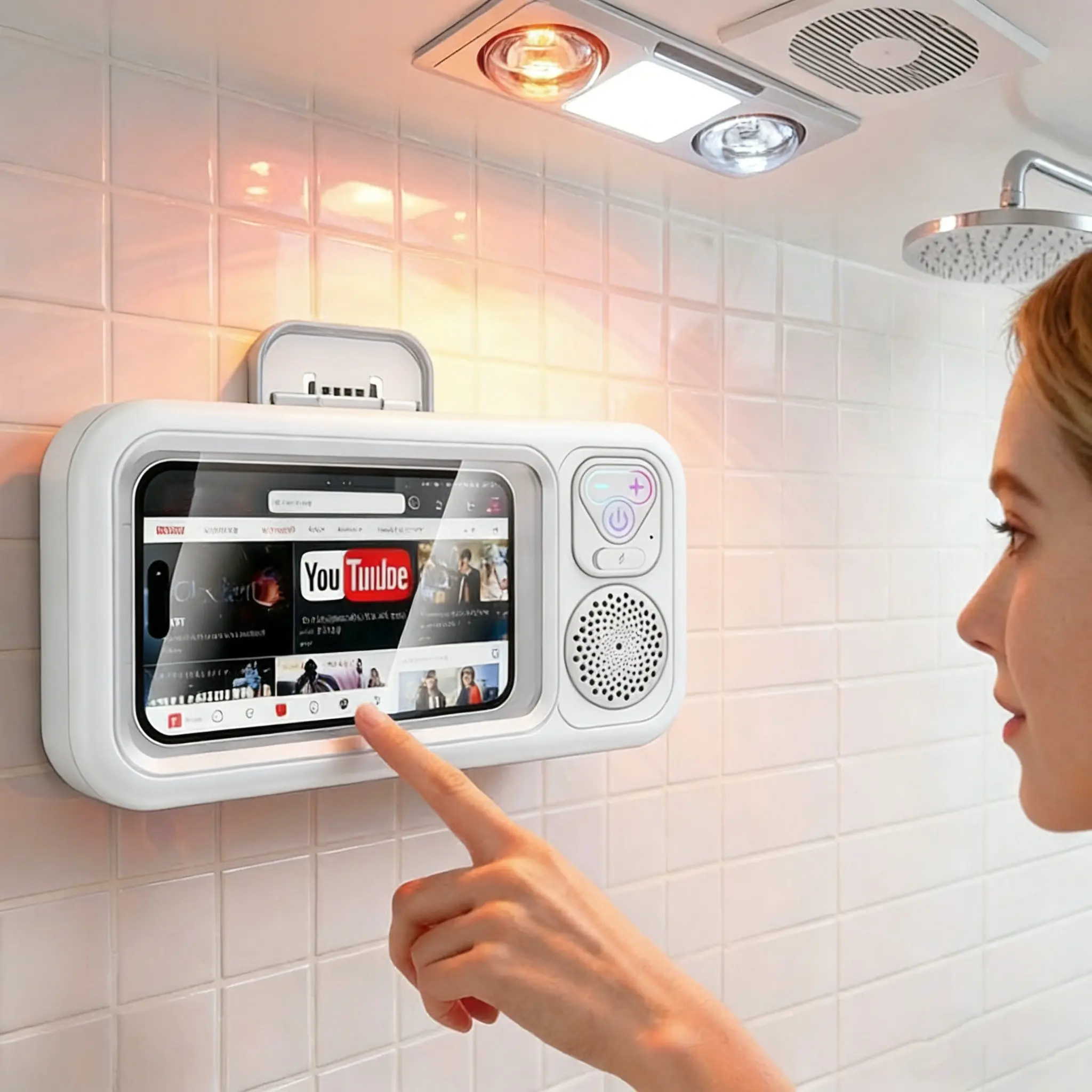 Bathroom shower waterproof design phone holder Rotating Phone Stand Smartphone Stand Bluetooth speaker 360°Rotation touch screen mobile phone box watch movie listening music Cell Phone Holder