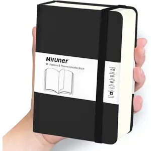 Mix Media Pad,3.5"x5.5" Small Hardcover Leather Art Sketchbook,105 GSM 200 Sheets/400 Pages Acid Free Artistic Painting Drawing Sketching Writing Paper, Handy Pocket Journal Notebook. Black