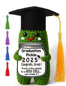 Graduation Pickle Funny Handmade Crochet Grad Gifts for Him Her - Cute Congrats Class of 2025 High School College Graduation Gifts with 5 Color Tassels
