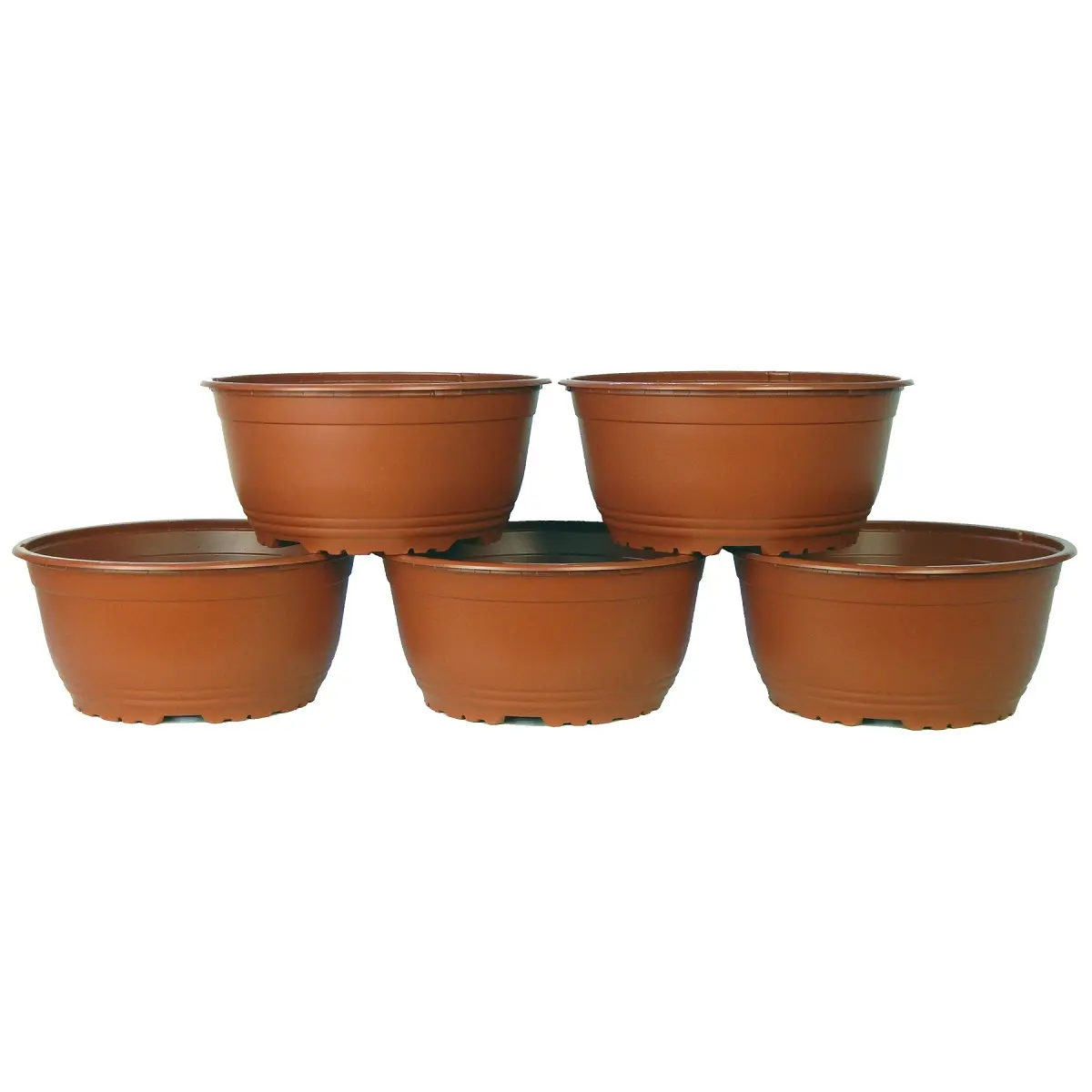 212 MAIN Poppelmann VSA219245 8 in. Round Water Draining Plastic Flower Pot Planter - Terracotta - Pack of 5, Water Draining Flower Pots
