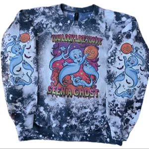 You Look Like You've Seen A Ghost Sublimation Bleached Sweatshirt Casual