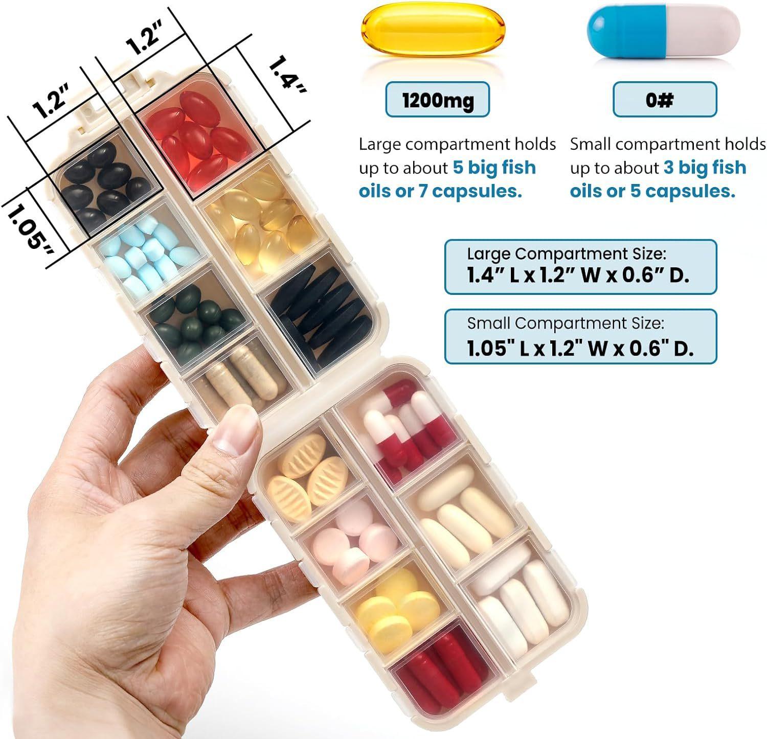Mother's Day Gift 14 Grids Travel Pill Organizer Box with 415-Pcs Medicine Name Labels - Pocket Daily Pharmacy Case Container Kit - Travel Medication Holder Dispenser for Fish Oil Vitamin Supplement Storage，2026 home essentials，Eco-Friendly,Dustproof