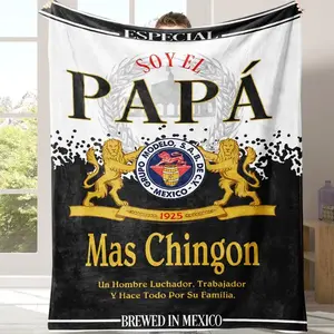 Soft blanket with “Papa” letter print, 1 piece — casual soft throw blanket, suitable for air‑conditioned rooms, warm nap blanket for home, office, travel, and camping