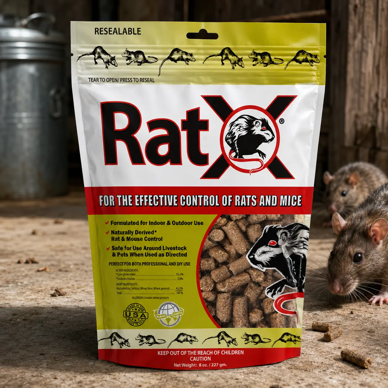 EcoClear Products 620100-6D RatX All-Natural Rat & Mouse Control, 8 oz. Indoor Pest Control Bag