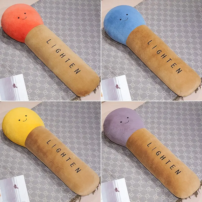 Creative Matchstick Plush Pillow for Living Room, 65cm Smiley Face Long Cushion, Contemporary Sofa Decor Must-Have
