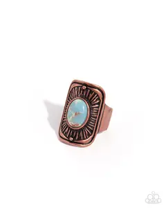 Stony Solace - Copper Blue Stone Ring - Paparazzi