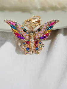 Artificial Crystal Butterfly Design Keychain, Cute Insect Design Pendant for Women & Girls, Fashion Accessories for Daily Use, Trendy All-match & Exquisite Keychain for Birthday Gift