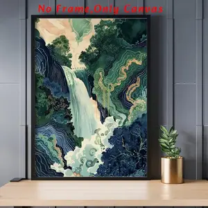 Waterfall Pattern Unframed Painting, Landscape Wall Art, Wall Decor for Home Living Room Bedroom, Home Decor, Room Decor, Ornaments, Modern Art Design