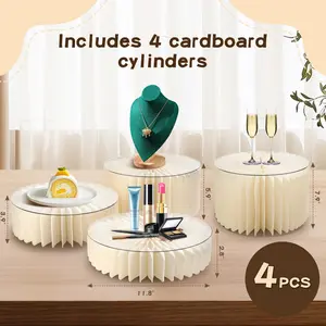 4 PCS Buffet Risers, Foldable Food Display Risers, Food Risers for Buffet Table, Tall Cake Stands, Cylinder Stands for Party, Pedestal Cake Stand, Dessert Table Display Set, Cupcake Stands, Cupcake Display