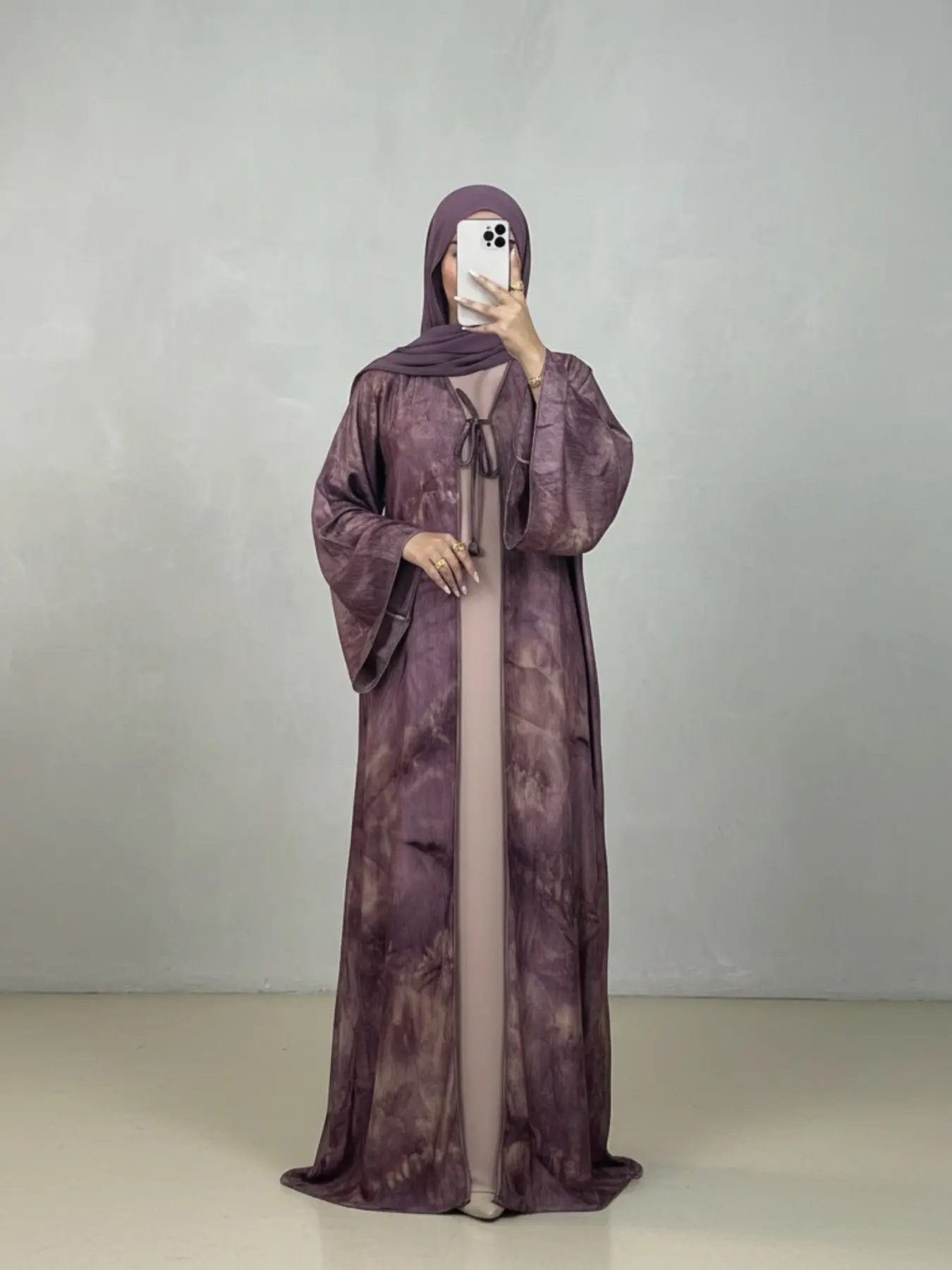 New Muslim Women's Printed Long Cardigan Open Front Abaya, Elegant Comfortable Design, Perfect for Daily Wear, Modest Islamic Clothing, No Hijab Included, Long Sleeve Abaya