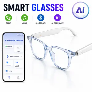 AI Translation Smart Glasses with Bluetooth, Auto-Tinting Polarized Lenses, Built-in Speakers & Mic, Blue Light Blocking Wearable Device