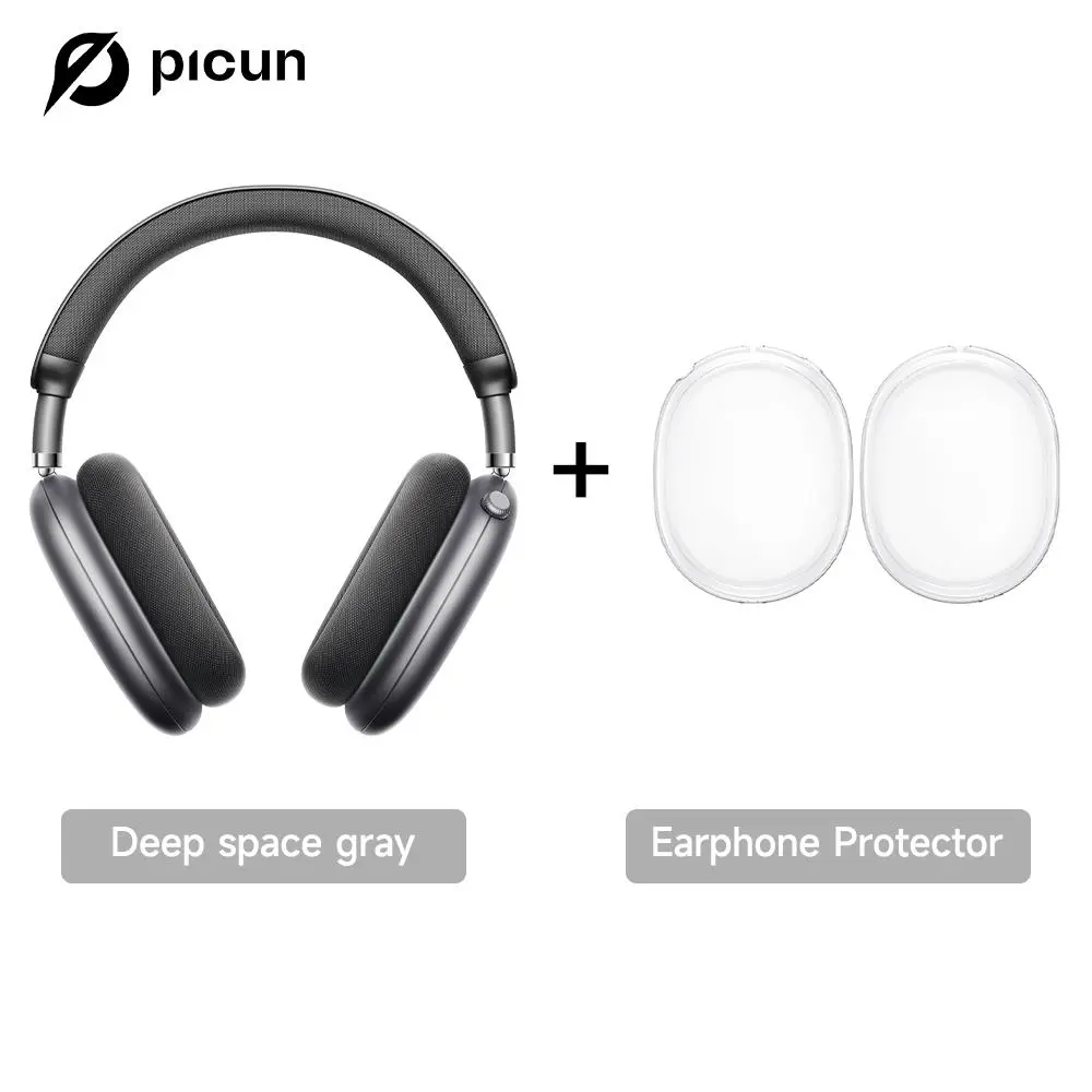 Picun F8 Pro+ Over-Ear Active Noise Canceling Wireless Bluetooth Headphones - Detachable Transparent Protective Shell, Clear Call Mics, Multipoint Dual-Device Connection, Ergonomic Comfort for PC, Laptop & Mobile tiktokshopbacktoschool