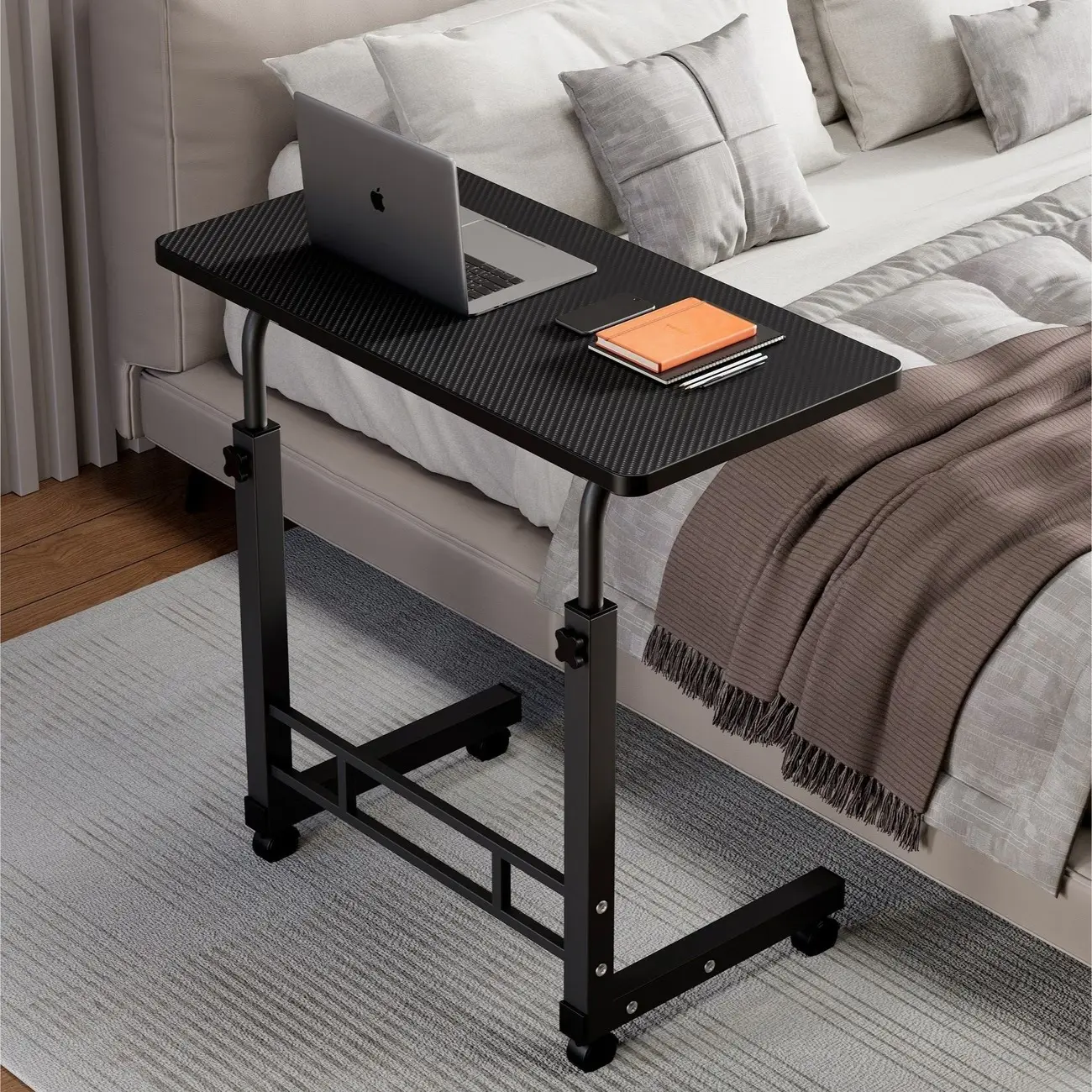 Mobile Lift Table, Computer Desk, Adjustable Height, With Wheels Bedside Computer/Laptop Desk, Sofa Side Table,  Suitable For Bedroom, Dormitory Laptop Stand, Lazy Office Desk, Coffee Table, Gift, Back to school.