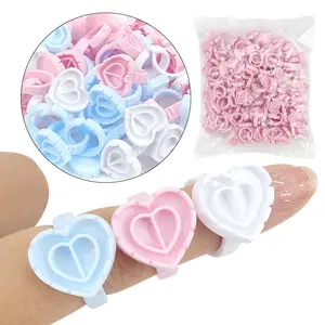 100pcs Eyelash Extension Rings Cups, Professional Makeup Tools, Cosmetic, Plastic Material, Durable, Essential for Lash Extensions, Single Item Pack