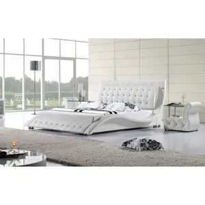 Odin Curved Modern Leather Platform Bed