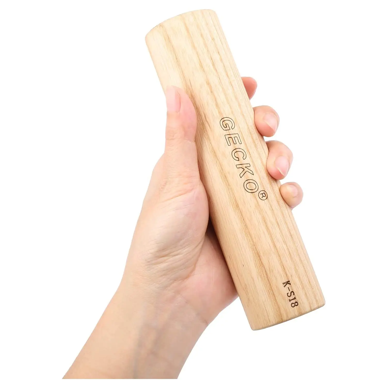 GECKO Unisex Lightweight Ash Wood Maracas - 7.09 × 1.89 In Percussion Shaker Instrument with Comfortable Grip, Gentle Metal Shake, Bright Metal Tones, Cuts Through Mix, for Beginners, Live Performances, Rhythm, Children