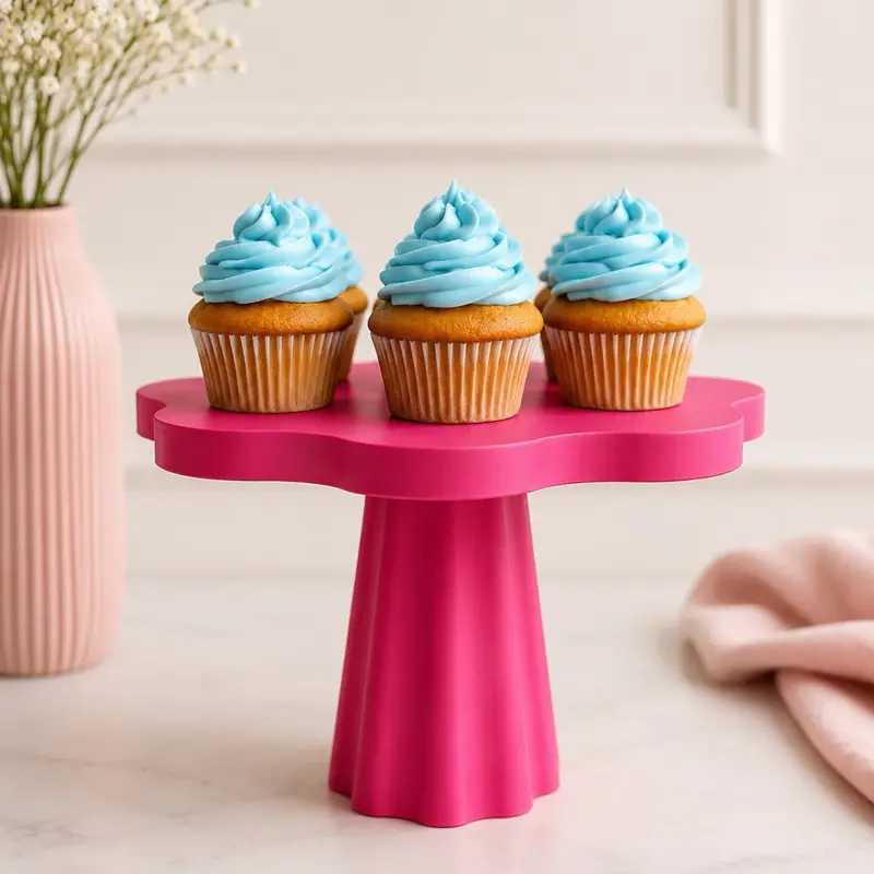 Cake Stand | Cupcake Stand | Dessert Pedestal | Scalloped Cake Display | 3D Printed Cake Stand | Bakery Decor