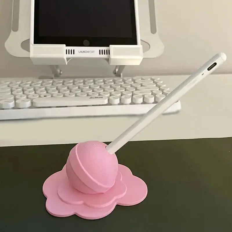 1pc Plastic Colorful Melting Lollipop Sculpture Pencil Holder - 9.7*4.8cm Office Accessories, Fun Desk Supplies, Art Crafts with Fun Colors for Home Decoration Storage Organization