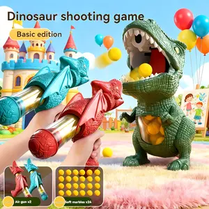 Dinosaur Shooting Toys for Kids 3-5 Years, Movable Target Shooting Games with 2 Air Pump Launcher, Interactive Competition Game Gift for Boys and Girls Ages 3 4 5 6 7 8 Years Old