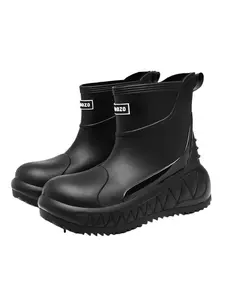Men's Waterproof Rain Boots, Outdoor Sports Boots, Short Fashionable Non-Slip Wear-Resistant Rubber Shoes, Kitchen Fishing Car Wash Water Shoes, One-Piece Slip-On