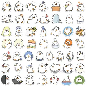 100pcs Cartoon Duck Pattern Decorative Sticker, Funny Stickers, Creative Craft Waterproof Sticker For DIY Scrapbook Home Decoration