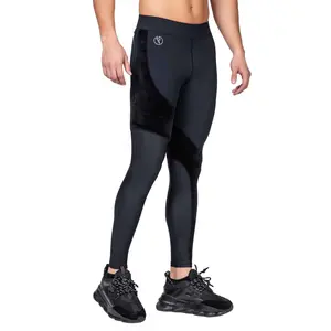Kapow Meggings Trinity Triple Black Performance Leggings | Velveteen & Semi-Shine Panels with Phone & Zip Pockets