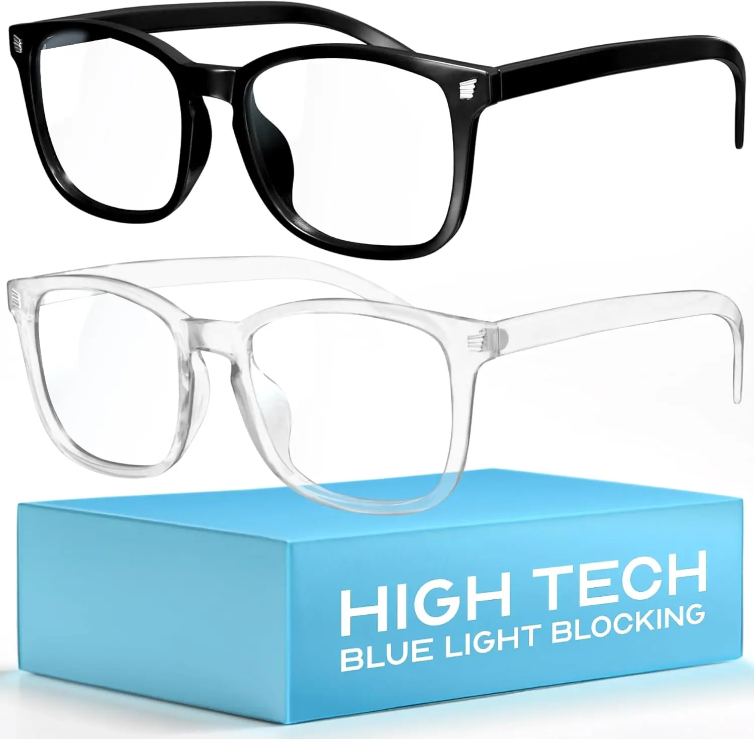 Unisex Classic Blue Light Glasses - Lightweight Frames, Soft Silicone Nose Pads, UV Protection Sports Eyewear for Gaming, Screen Viewing, Eyeglasses Frames, Glasses Blue Light, Full Rim, Adults, Daily Use