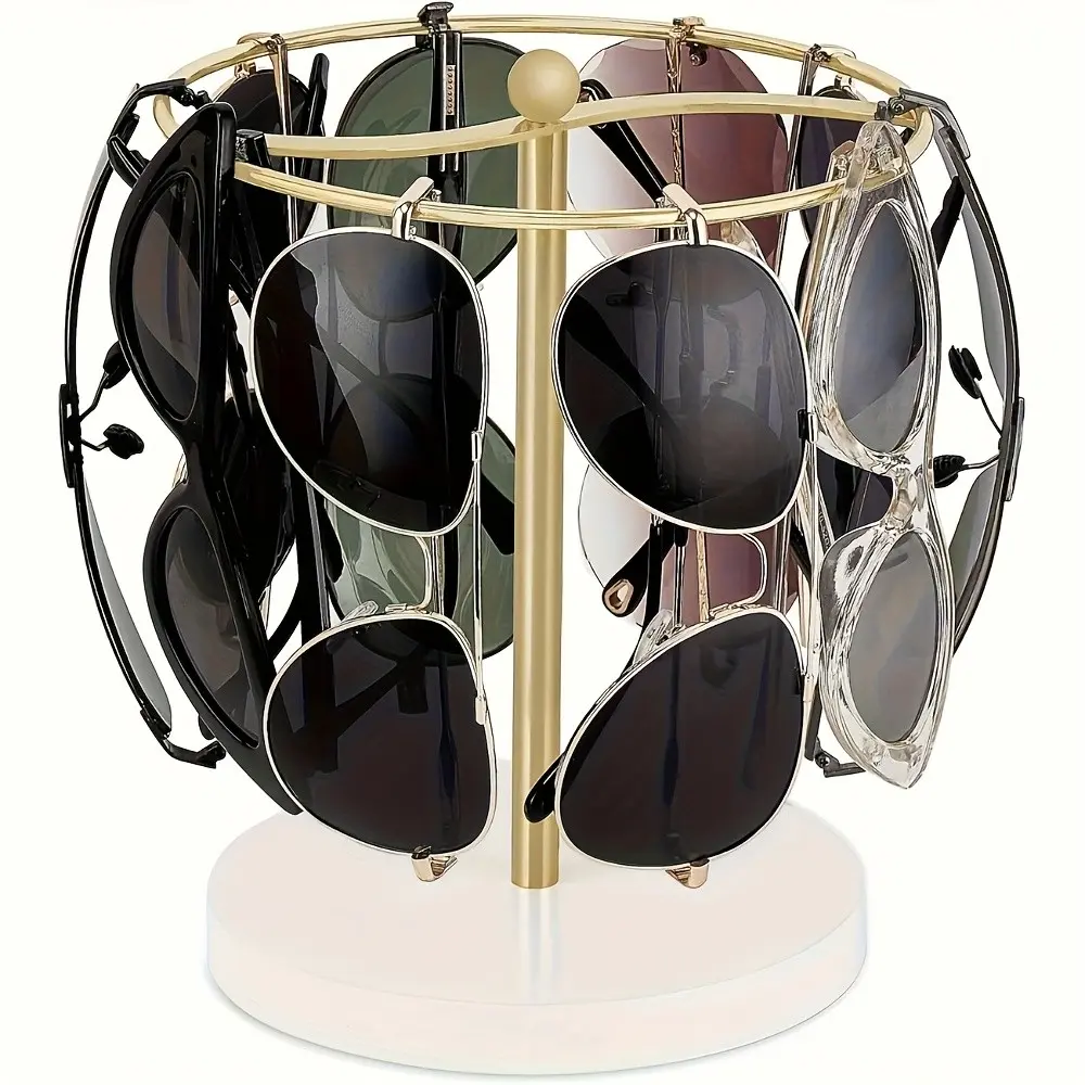 Sunglasses Organizer, Stylish 1 Count Glasses Holder Stand, Sunglass Storage Display Eyeglasses Rack for Up To 12 Pairs Of Eyewear Glasses for Table Dresser Desk Countertop