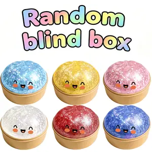 [Blind Box Game] 2026 Glitter Dumpling Squishy with Steamer Box, Soft Sensory Fidget Steamed Bun Squeeze Tool for Adult Stress & Anxiety Relief, for Home Office Party