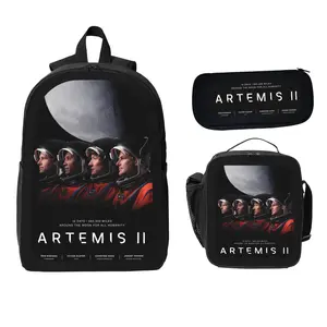3PCS NASA Artemis II Space School Backpack Set for Boys Girls Space Theme School Bag Cool Spaceman Backpack Insulated Lunch Box Pencil Pouch Viral TikTok Backpack Trending Lightweight Durable Gift