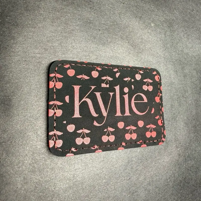 Cherry Print Engraved Name Patch - Customizable 3in x 2in Velcro Bag Accessory with Personalized Name or initials