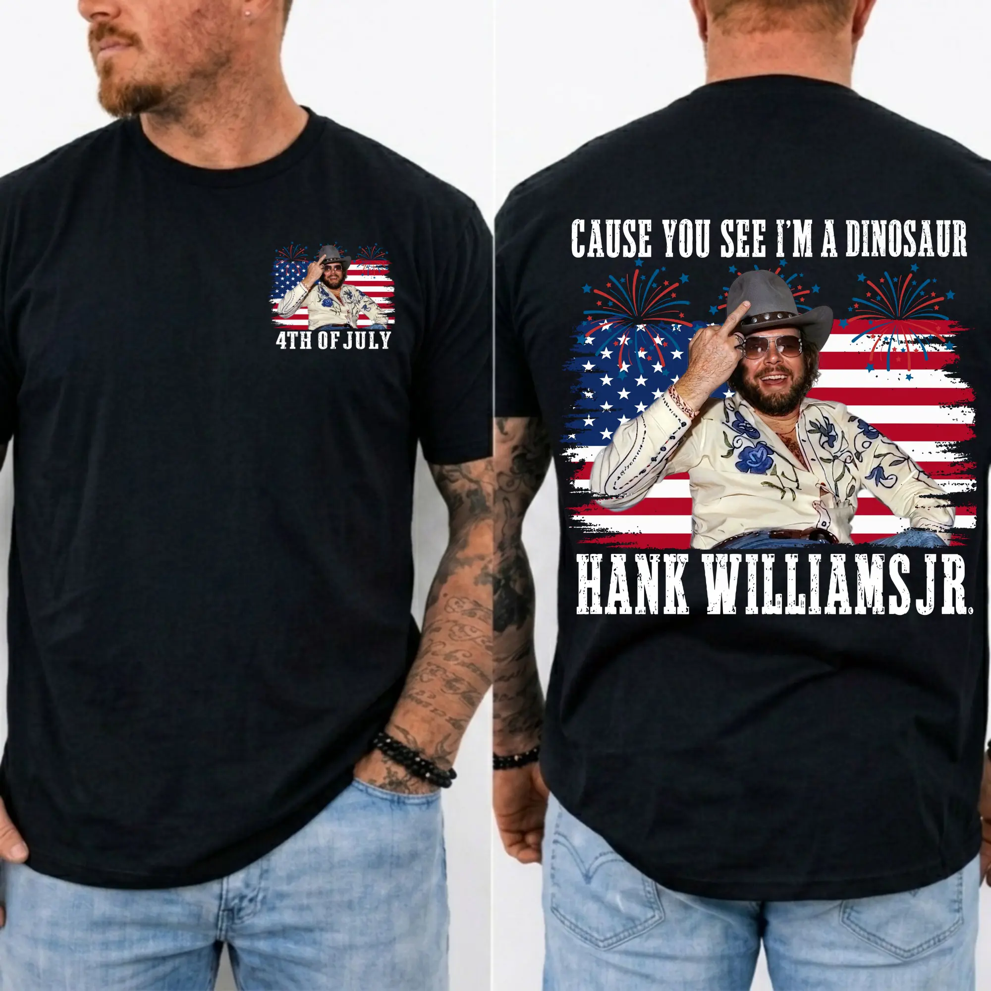 Din0saur H.ank Wi.lliams Jr.Bocephus Western Shirt, 4th Of July shirt, Funny Cowboy Quote Shirt, Country Music Vintage Style Unisex shirt, Classic Coutry Fan Gift