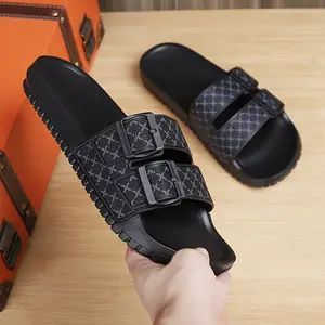 Summer men's open toe large size slippers non-slip and deodorizing EVA sole, geometric pattern leisure outdoor trend casual flip flops Boy Footwear Walking Shoes Flipflop Slide Tsinelas