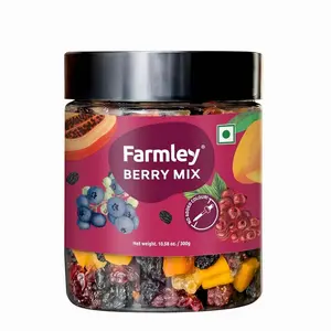 Farmley's Berry Mix | 8-in-1 Mixed Berries | Black Raisin, BlackCurrant, Peach, Papaya, Mango, Blueberry, Strawberry, Cranberry | 10.5 oz