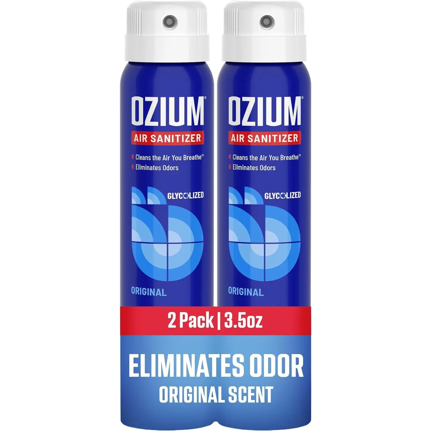 Ozium 3.5 Oz. Air Sanitizer and Odor Eliminator Spray | For Homes, Cars, Offices and More, Original Scent, 2 Pack, Clear
