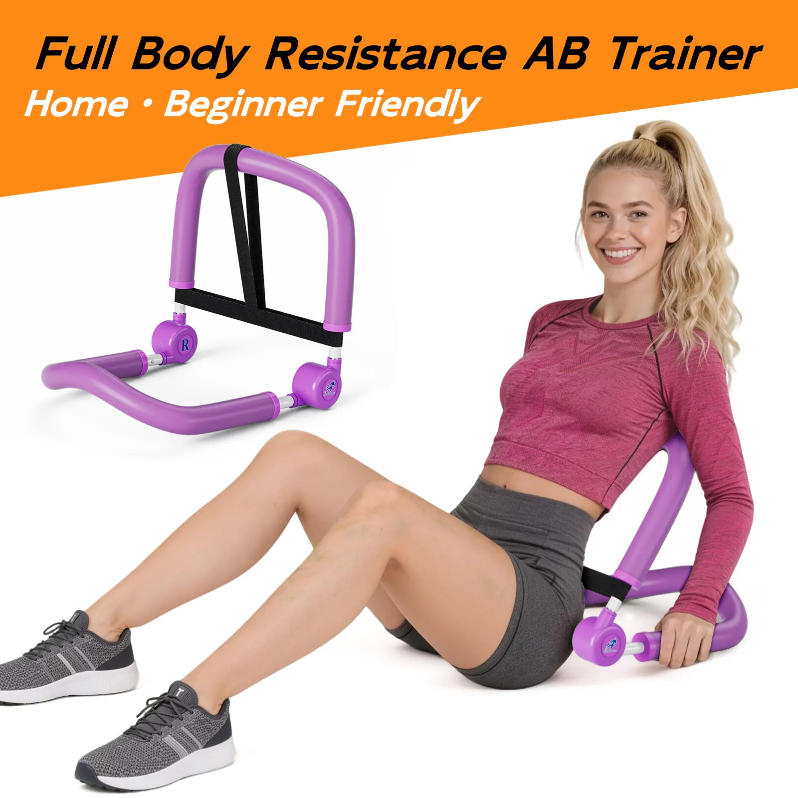 HOPHORSE Foldable Ab Machine, Unisex Workout Machine for Home Abs Workout, Portable Core Trainer with 3 Adjustable Resistance Levels, Space Saver, Stomach Workout Equipment