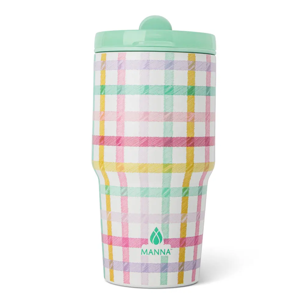 20oz Insulated Stainless Steel Water Bottle Tumbler - Pastel Picnic Themed Hydration Tumbler, Portable Reusable Drinkware