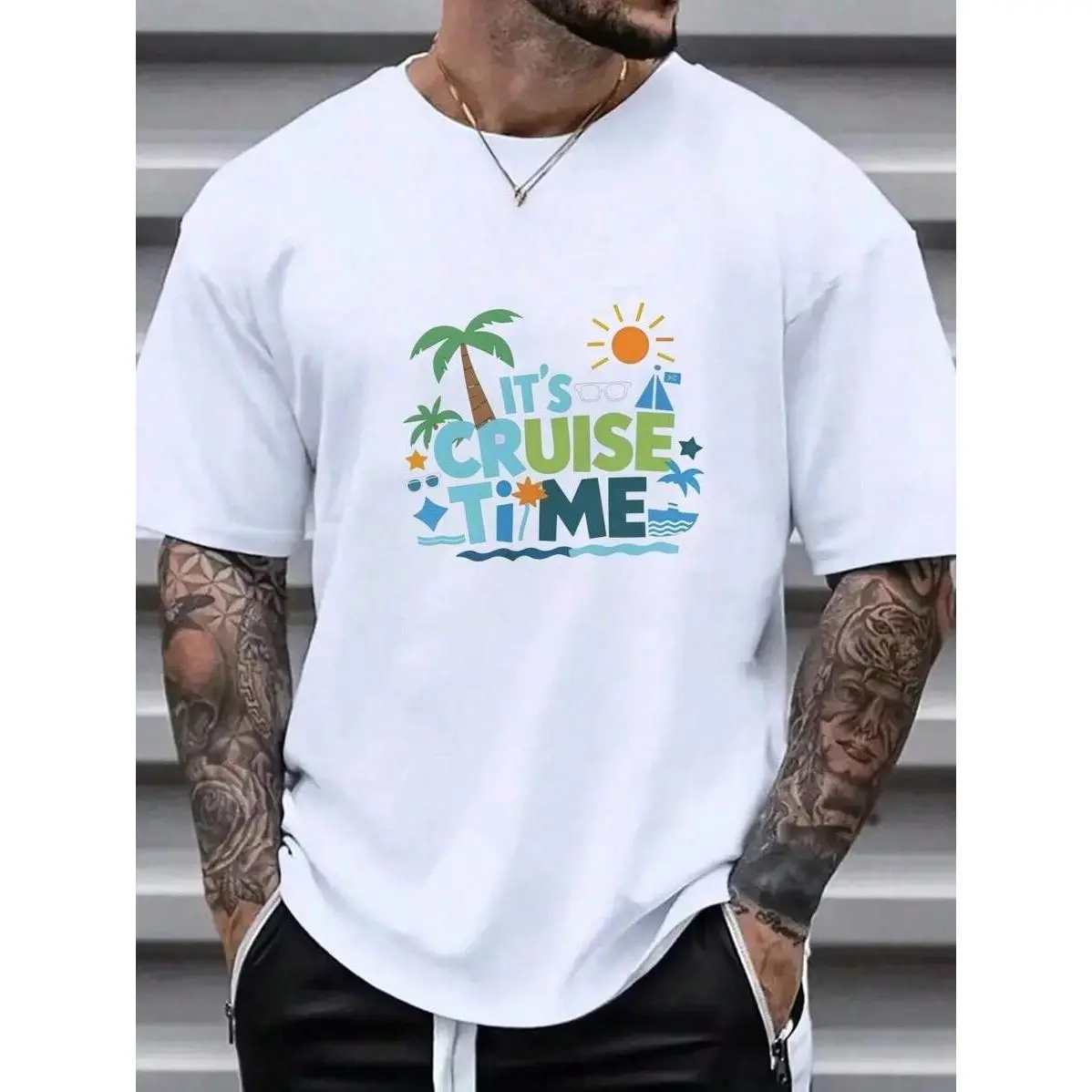 It's Cruise Time T-Shirt | Men's Black Cruise Vacation Tee | Graphic Print | Soft 100% Cotton Round Neck | Travel Gift